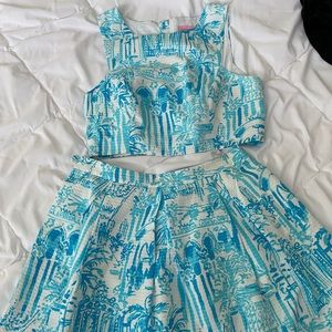 Lily Pulitzer crop top skirt set